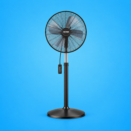 VEVOR Industrial Pedestal Fan – 85° Oscillating Adjustable Standing Fan with 3 Speeds