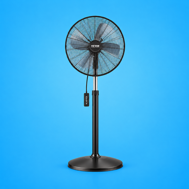 VEVOR Industrial Pedestal Fan – 85° Oscillating Adjustable Standing Fan with 3 Speeds
