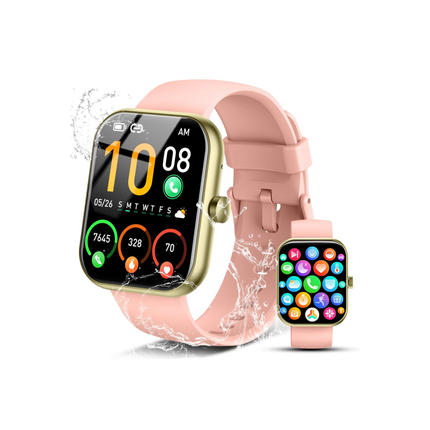 1.96” Smartwatch for Men & Women – Bluetooth Call, Fitness Tracker, IP68 Waterproof, Sleep & Heart Monitor, 110+ Sport Modes, Android/iOS Compatible