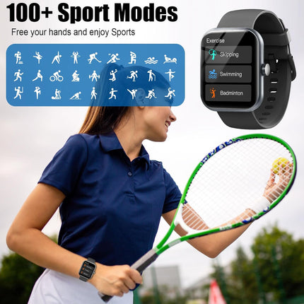 1.96” Smartwatch for Men & Women – Bluetooth Call, Fitness Tracker, IP68 Waterproof, Sleep & Heart Monitor, 110+ Sport Modes, Android/iOS Compatible