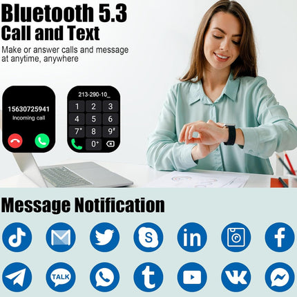 1.96” Smartwatch for Men & Women – Bluetooth Call, Fitness Tracker, IP68 Waterproof, Sleep & Heart Monitor, 110+ Sport Modes, Android/iOS Compatible