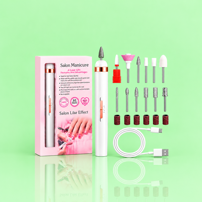 Electric Nail Drill Machine Kit – Rechargeable Manicure & Pedicure Set