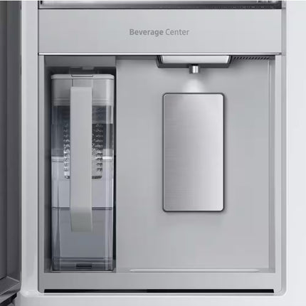 Bespoke 29 cu ft. 4-Door French Door Smart Refrigerator with Beverage Center in Morning Blue/White Glass, Standard Depth