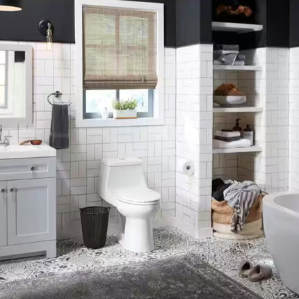 McClure 12” Rough-In One-Piece Dual Flush Elongated Toilet – White, Soft-Close Seat Included