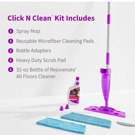 Click n Clean Multi-Surface Microfiber Mop with Sprayer and Duster