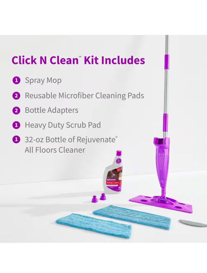 Click n Clean Multi-Surface Microfiber Mop with Sprayer and Duster