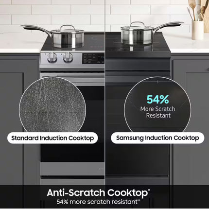 Bespoke 30 in. 6.3 cu.ft. 4 Burner Element Smart Slide-In Induction Range w/ Anti-Scratch Glass in Stainless Steel