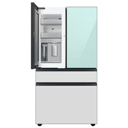Bespoke 29 cu ft. 4-Door French Door Smart Refrigerator with Beverage Center in Morning Blue/White Glass, Standard Depth