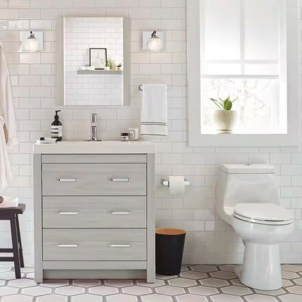 McClure 12” Rough-In One-Piece Dual Flush Elongated Toilet – White, Soft-Close Seat Included