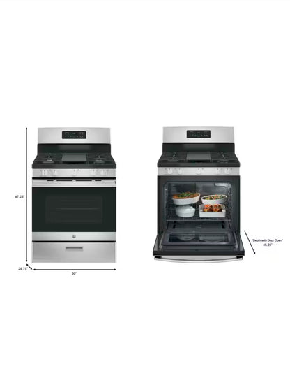 30 in. 5.0 cu. ft. Freestanding Gas Range in Stainless Steel with Griddle