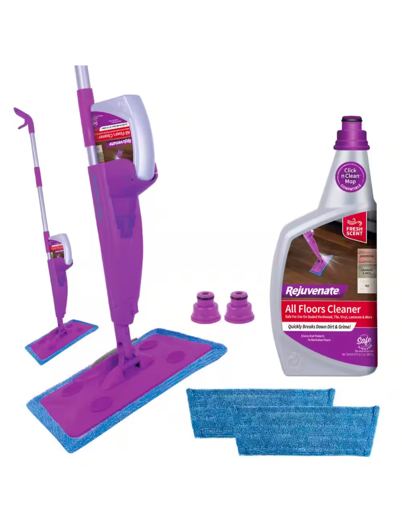 Click n Clean Multi-Surface Microfiber Mop with Sprayer and Duster