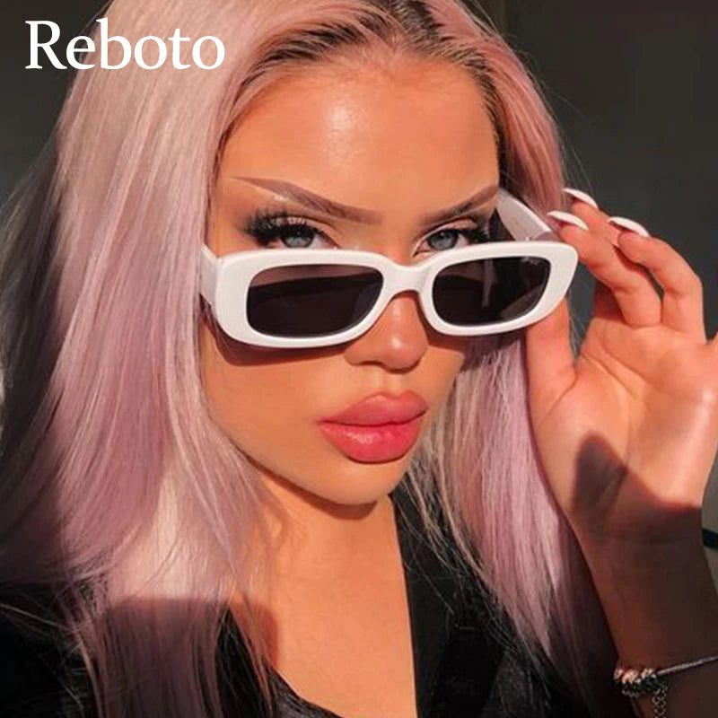 Classic White Rectangular Women's Sunglasses New Fashion Small Retro Brand Designer Square Sun Glasses Female Lady Eyeglass