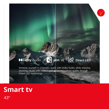 FPD 43-inch Smart TV Google TV 1080p Full HD with Google Play and Chromecast Built-in, HDR 10, Dolby Audio, Voice Remote, Stream Live TV(Palette-Series, CG43-P3, 2024 Model)