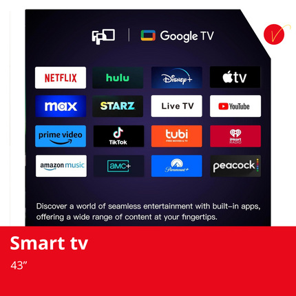 FPD 43-inch Smart TV Google TV 1080p Full HD with Google Play and Chromecast Built-in, HDR 10, Dolby Audio, Voice Remote, Stream Live TV(Palette-Series, CG43-P3, 2024 Model)