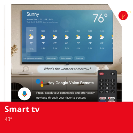 FPD 43-inch Smart TV Google TV 1080p Full HD with Google Play and Chromecast Built-in, HDR 10, Dolby Audio, Voice Remote, Stream Live TV(Palette-Series, CG43-P3, 2024 Model)