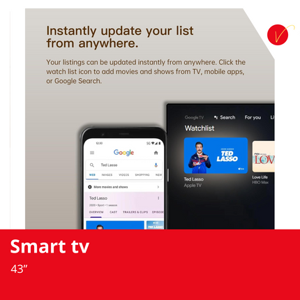 FPD 43-inch Smart TV Google TV 1080p Full HD with Google Play and Chromecast Built-in, HDR 10, Dolby Audio, Voice Remote, Stream Live TV(Palette-Series, CG43-P3, 2024 Model)
