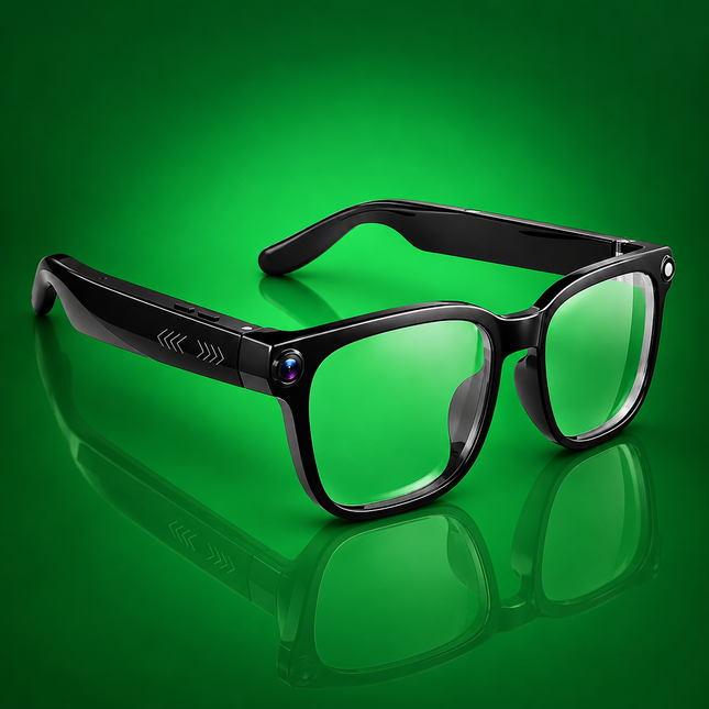 Smart Glasses with Built-In Camera – Black