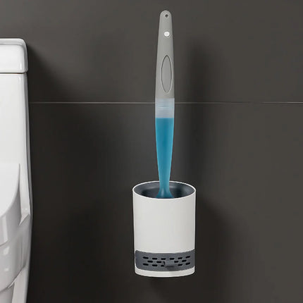 Detergent Refillable Toilet Brush Set Wall-Mounted with Holder Silicone TPR Brush for Corner Cleaning Tools Bathroom Accessories