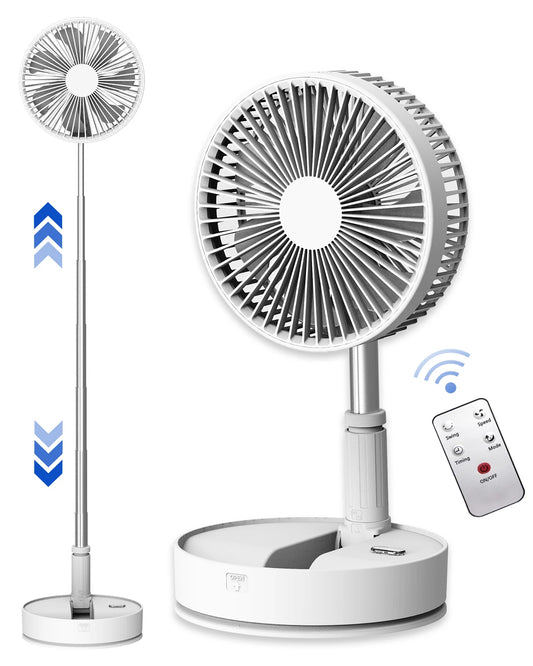 UNITEDTME Oscillating Fan Foldaway with Remote Control, Battery Powered  Fan for Camping, 4 Speed, Timer,  Portable