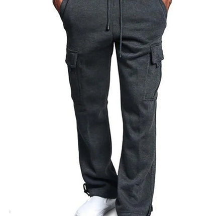 Mens Sweatpants Straight Fit Joggers for Sports and Streetwear Loose Oversized Drawstring Long Pants Men Multi-Pocket Pants
