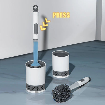 Detergent Refillable Toilet Brush Set Wall-Mounted with Holder Silicone TPR Brush for Corner Cleaning Tools Bathroom Accessories