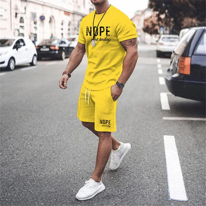 2025 New Summer Simple Men's T-shirt and Shorts 2-piece Set Fashion Street Leisure Comfortable and Breathable Short Sleeve Set