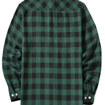 Spring and Autumn Fashion Cotton Long Sleeve Men's Shirt New Brushed Red Plaid Business Leisure Fit Flannel No iron