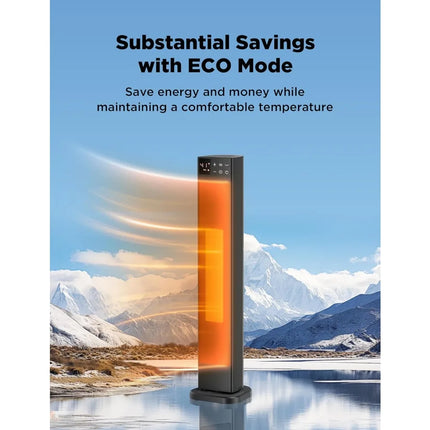 30” Ceramic Tower Space Heater with Adjustable Thermostat for Large Room, 75° Oscillation, Remote Control & 12H Timer