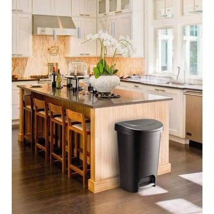 Black Foot Pedal Trash Can 13 Gallon Garbage Bin Waste Basket