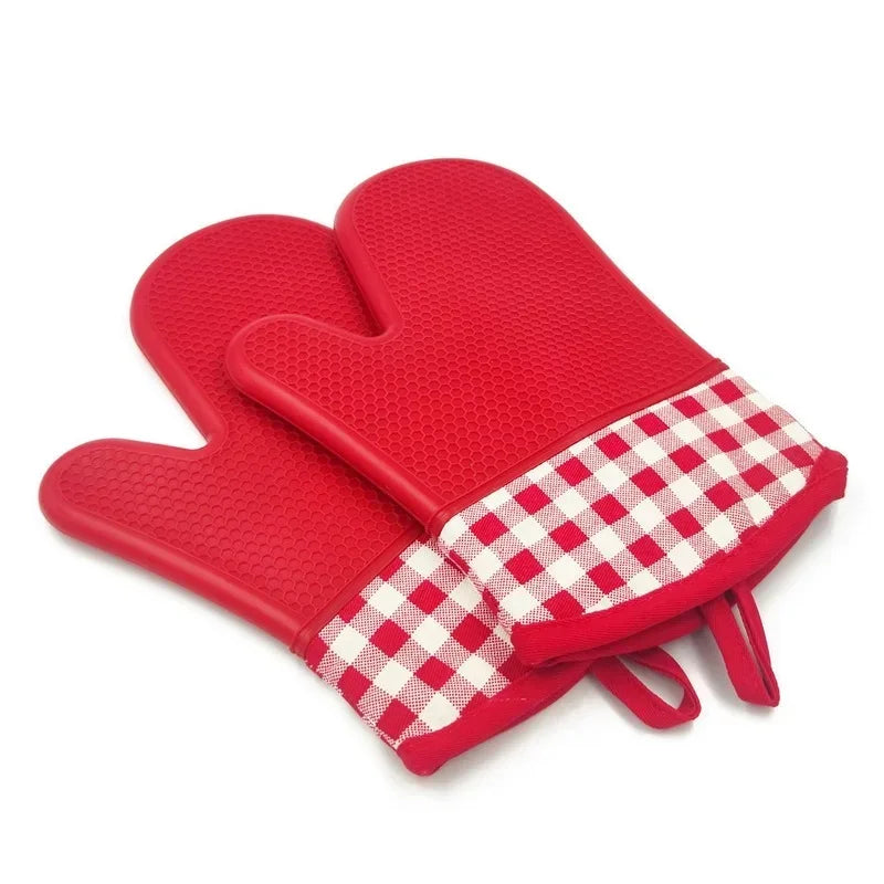 1pcs Short Silicone Professional Oven Silicone Gloves Microwave Insulation Gloves Thickened High Temperature Oven Mitts