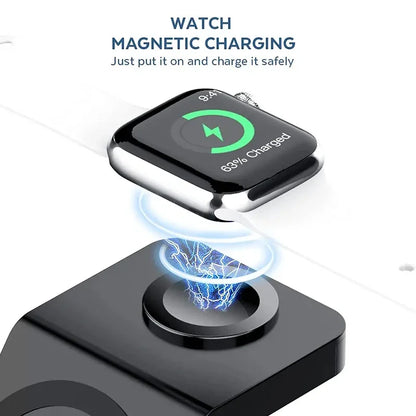 3 in 1 Magnetic Wireless Charger Stand for IPhone 15 14 13 12 Pro Max IWatch AirPods Station Dock MagSafe Fast Charging Station