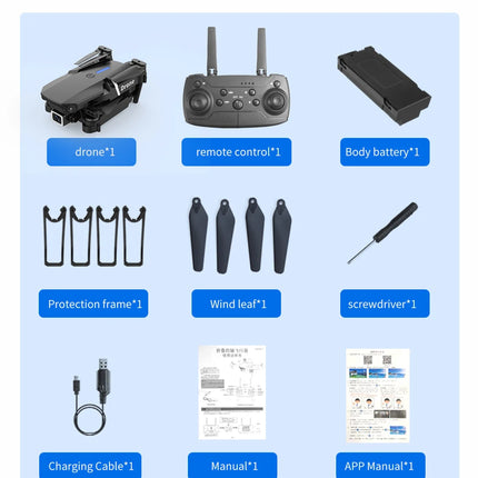 Professional E88 UAV 4k HD Dual Camera Aerial Photography WiFi FPV360° Air Flight Folding Quadcopter CHILDREN'S Toys Gifts