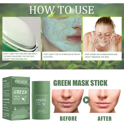 Green Tea Cleansing Solid Face Mask Stick Cleans Pores Remove Acne Blackhead Oil Control Lighten Moisturizing Beauty Skin Care