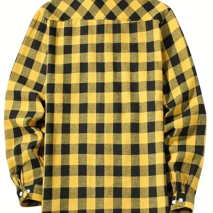 Spring and Autumn Fashion Cotton Long Sleeve Men's Shirt New Brushed Red Plaid Business Leisure Fit Flannel No iron