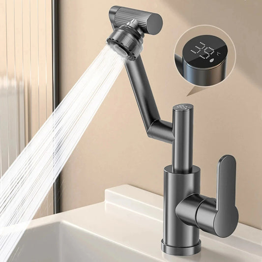 Digital Display LED Basin Faucet Water Tap Bath 360 Degree Bathroom Faucet Single Plastic Handle Sink Tap Mixer Hot and Cold