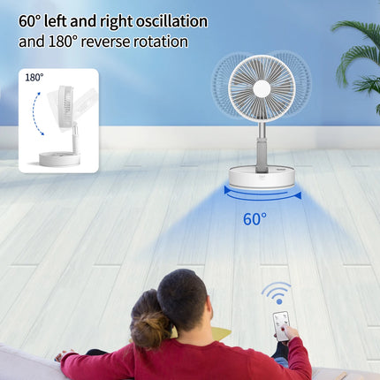 UNITEDTME Oscillating Fan Foldaway with Remote Control, Battery Powered  Fan for Camping, 4 Speed, Timer,  Portable