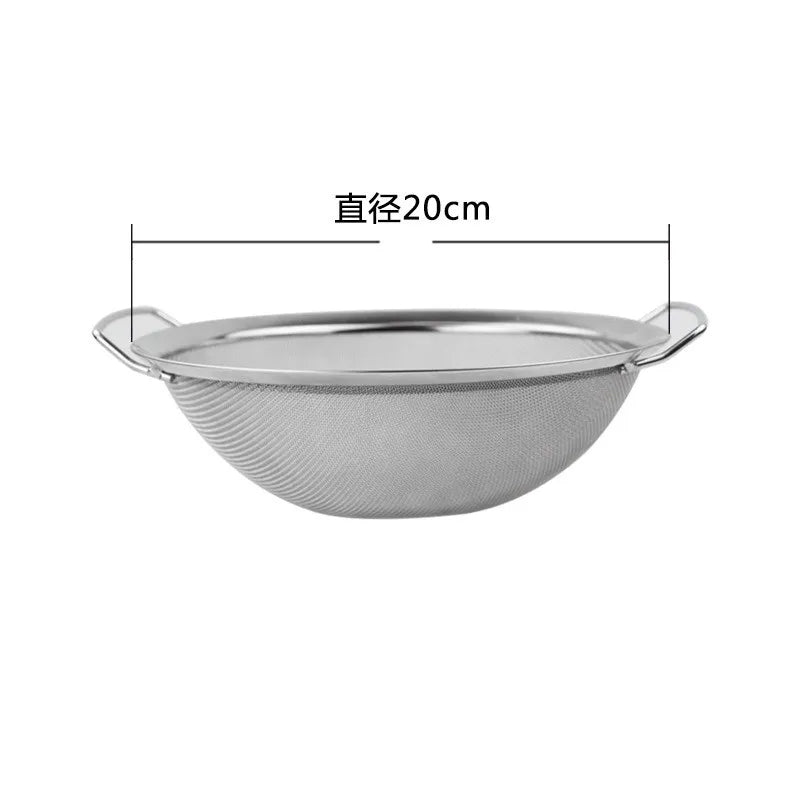 Stainless Steel Fine Mesh Strainer Basket with Double Handles Large Juice Rice Flour Sieve Food Filter Drainer Cooking Utensil