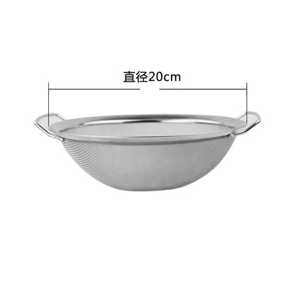 Stainless Steel Fine Mesh Strainer Basket with Double Handles Large Juice Rice Flour Sieve Food Filter Drainer Cooking Utensil