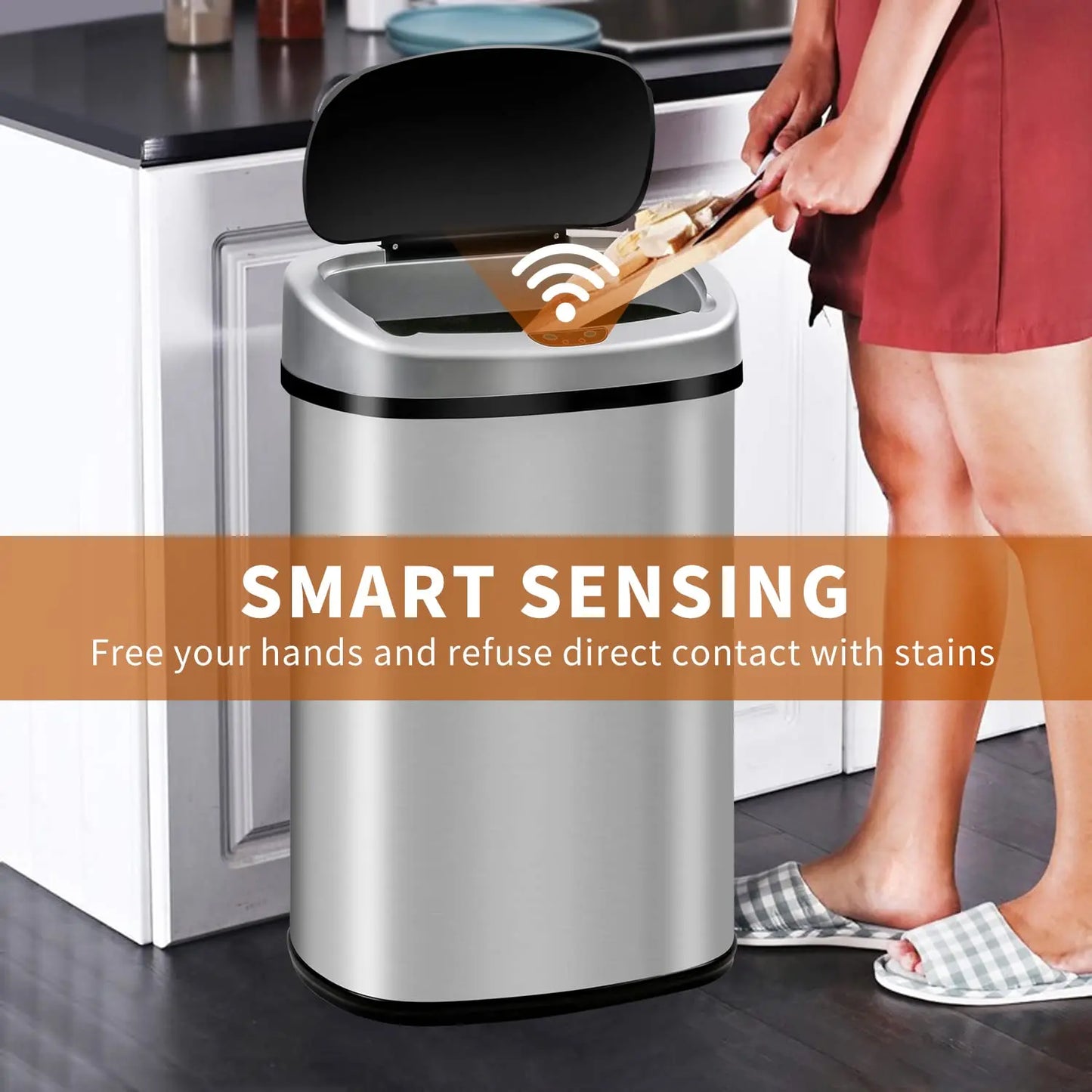 13-Gallon Kitchen Trash Can 50l Garbage Can Automatic Touch Free Garbage Bin Motion Sensor Trash Can with Lid Waste Bin