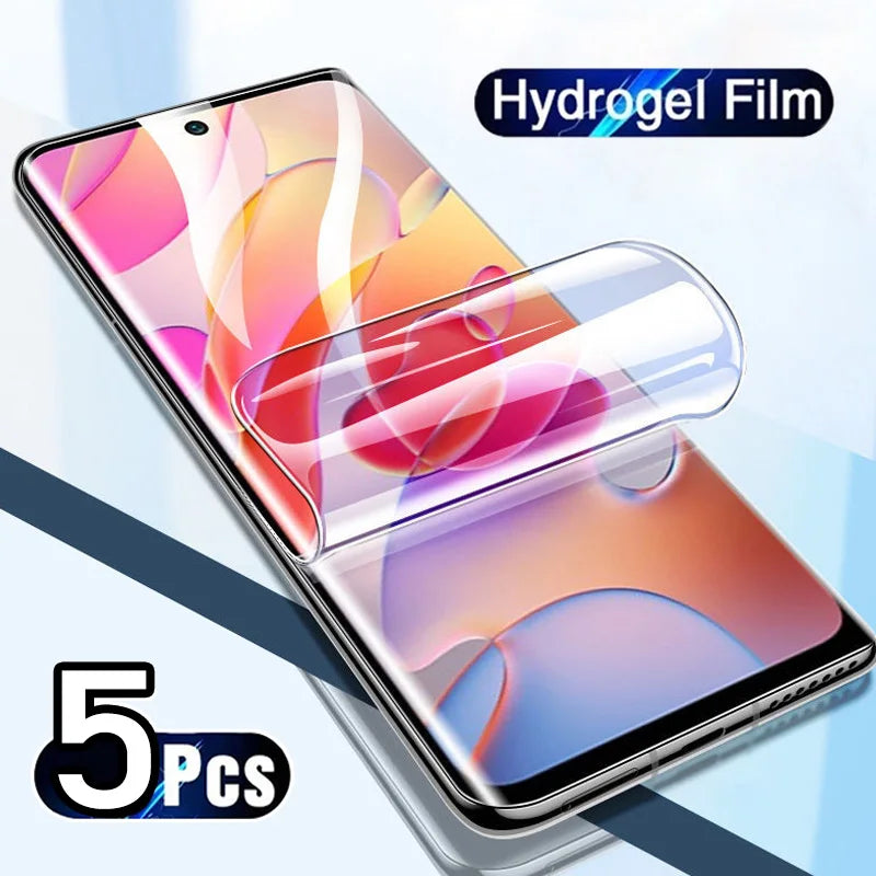 5PCS Hydrogel Film For Xiaomi Redmi 9A 8A 9C NFC 9T A1 A2 Plus 12 12C Screen Protectors Redmi A3 Note 9S 8 7 9 K60 Pro Gel Film