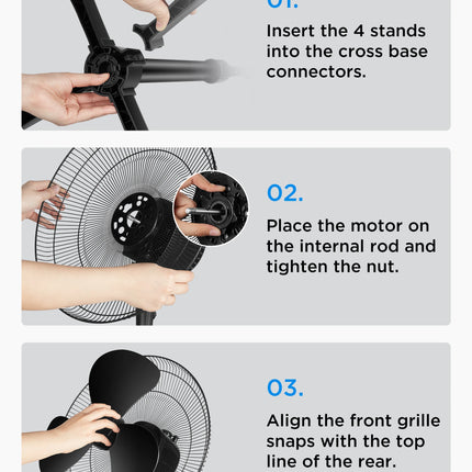 PELONIS 16‘’ Pedestal Stand Up Oscillating Fan with 3 Speeds Settings Ultra Quiet Adjustable Heights 2 Packs Black