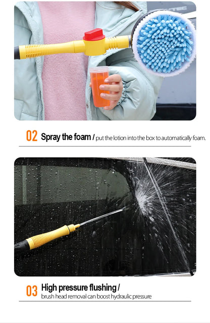 Car Cleaning Brush Car Wash Foam Brush Automatic Rotary Long Handle Cleaning Mop Broom Cleaning Tools Auto Accessories