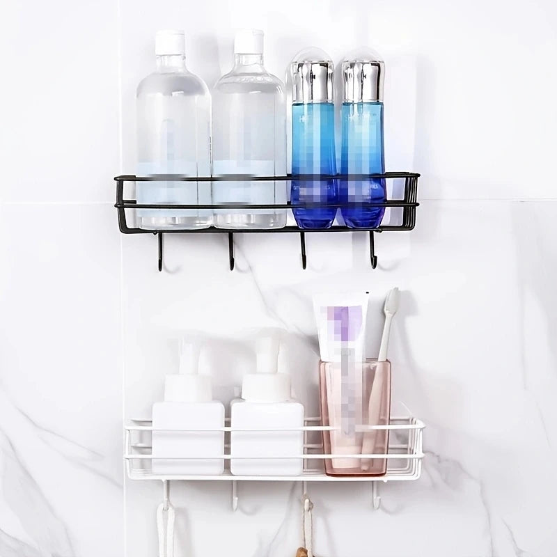 Bathroom Shower Shelf With Hooks Kitchen Organizer Shelves Corner Frame Iron Shower Caddy Storage Rack Shampoo Holder