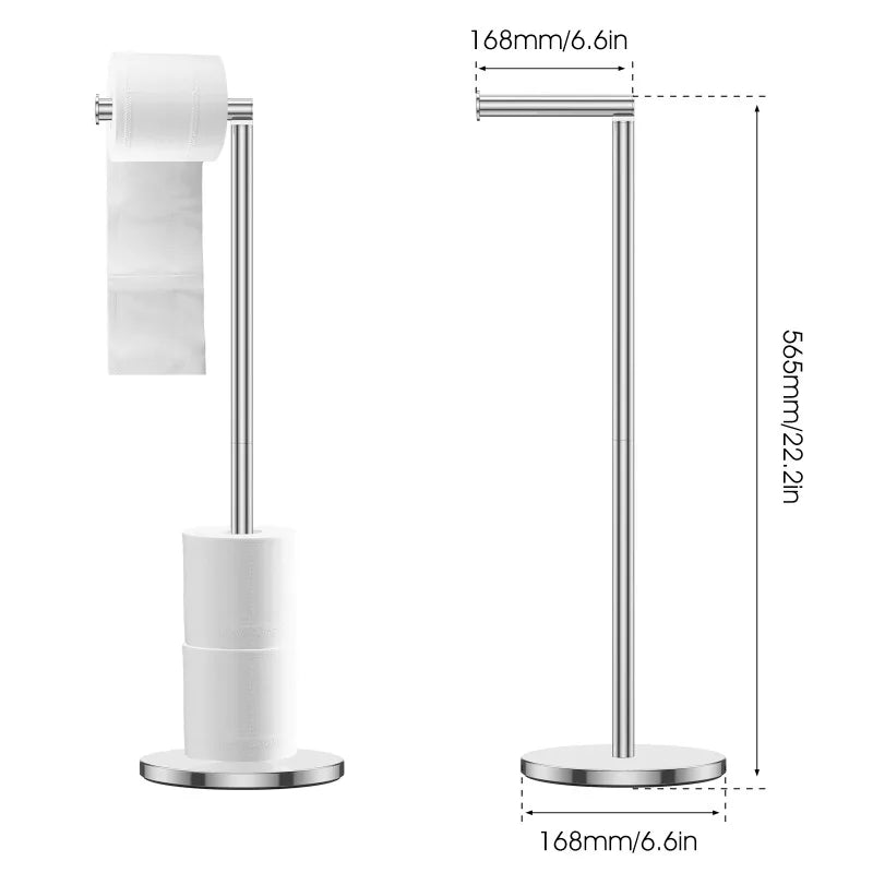 Bathroom Paper Towel Holder Stainless Steel Vertical Toilet Paper Holder Perforation-free Floor Standing Toilet Paper Holder