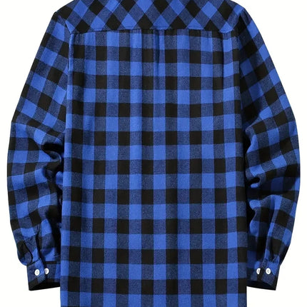Spring and Autumn Fashion Cotton Long Sleeve Men's Shirt New Brushed Red Plaid Business Leisure Fit Flannel No iron