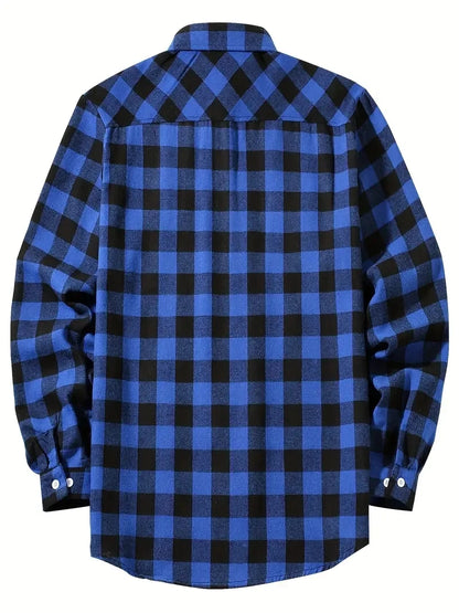 Spring and Autumn Fashion Cotton Long Sleeve Men's Shirt New Brushed Red Plaid Business Leisure Fit Flannel No iron