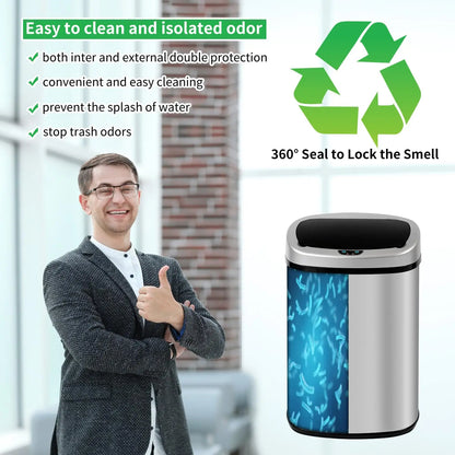 13-Gallon Kitchen Trash Can 50l Garbage Can Automatic Touch Free Garbage Bin Motion Sensor Trash Can with Lid Waste Bin