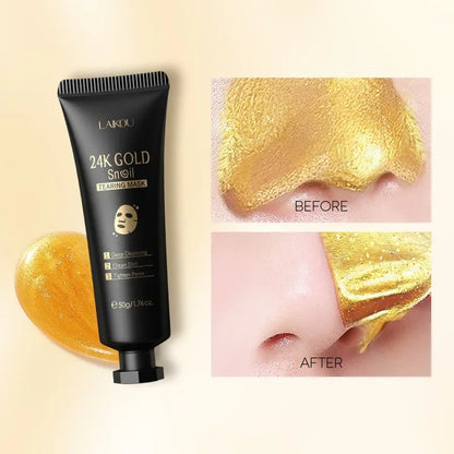 LAIKOU 24K Gold Snail Collagen Peel Off  Tearing Face Mask Deep Cleansing Remove Blackhead Face Care 50g