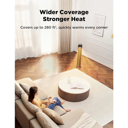 30” Ceramic Tower Space Heater with Adjustable Thermostat for Large Room, 75° Oscillation, Remote Control & 12H Timer