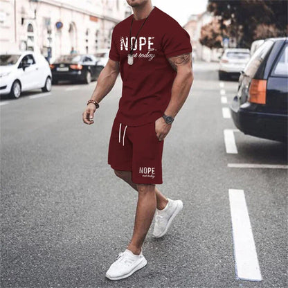 2025 New Summer Simple Men's T-shirt and Shorts 2-piece Set Fashion Street Leisure Comfortable and Breathable Short Sleeve Set